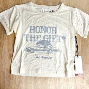 NWT Honor the Gift Crop Tee‎ T-Shirt Ivory Car  Los Angeles XS